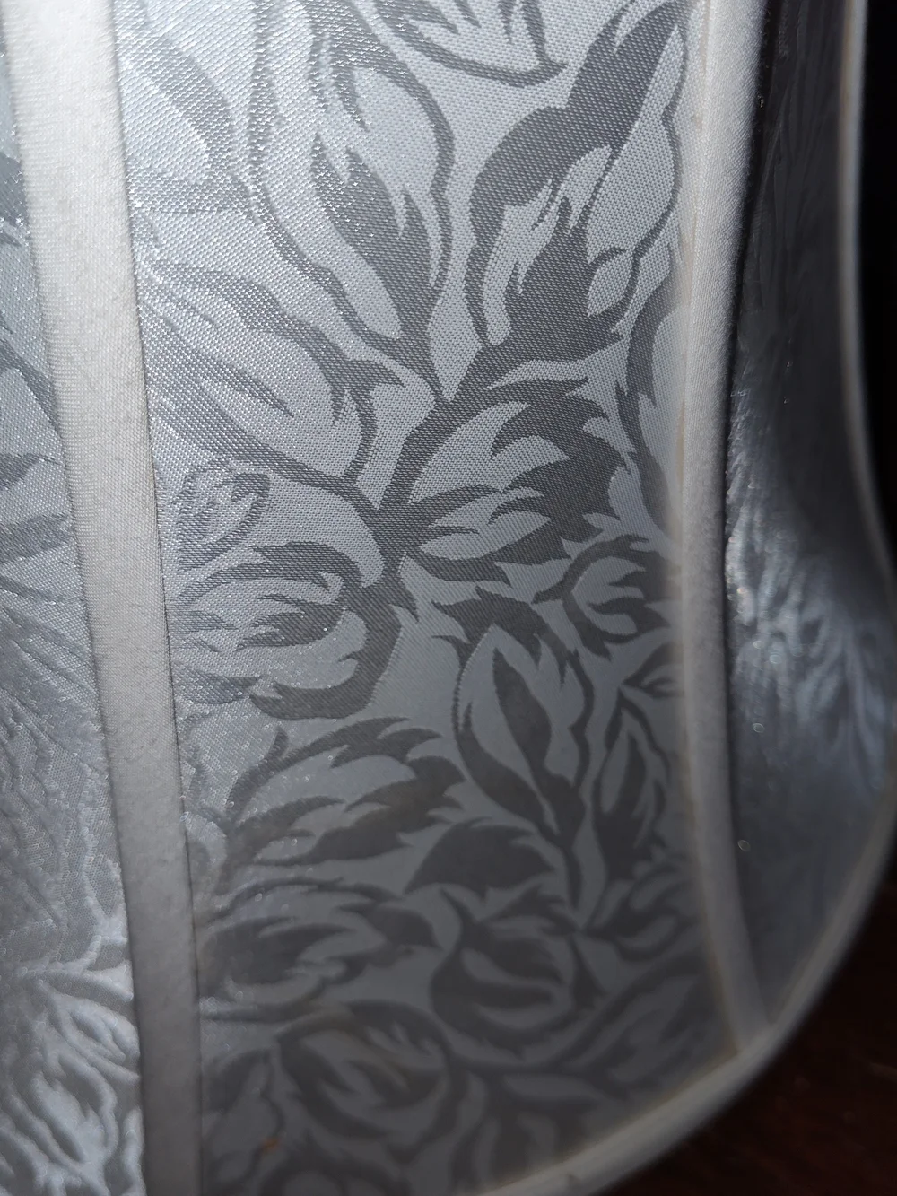 Source Unknown Silver Gray Floral Fabric Lantern Shade